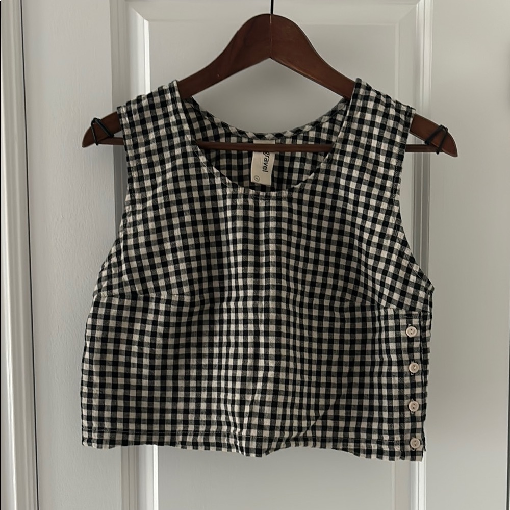 Eve Gravel Black and White Gingham Tank Top